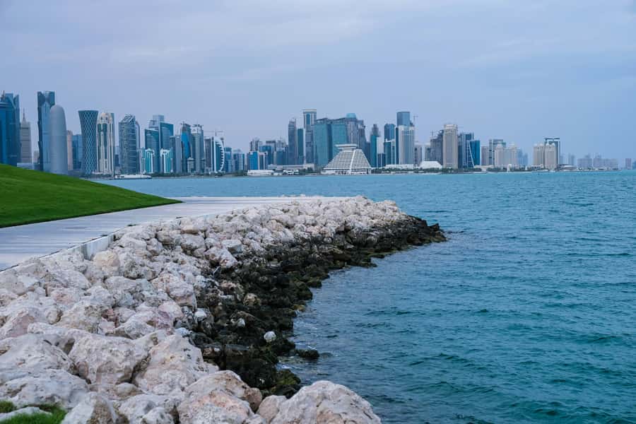 Doha: All Attractions Of Doha City Tour With Transfers - The Corniche and West Bay: Doha from the road
