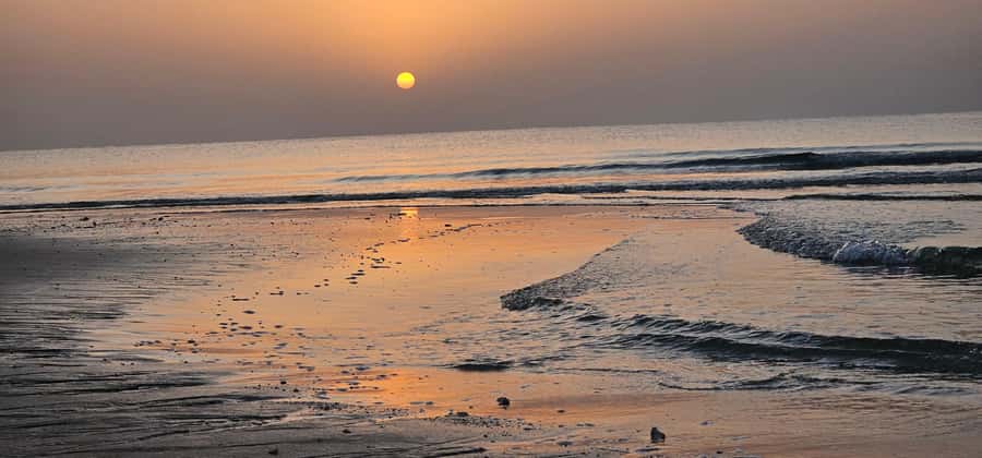 Doha: All inclusive Shared Desert Safari with Dune Bashing - Sunset colors over Qatar’s open sands