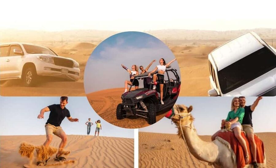 Doha: Desert Safari, Camel Ride, Dune Bashing & Inland Sea - Sandboarding down steep dunes