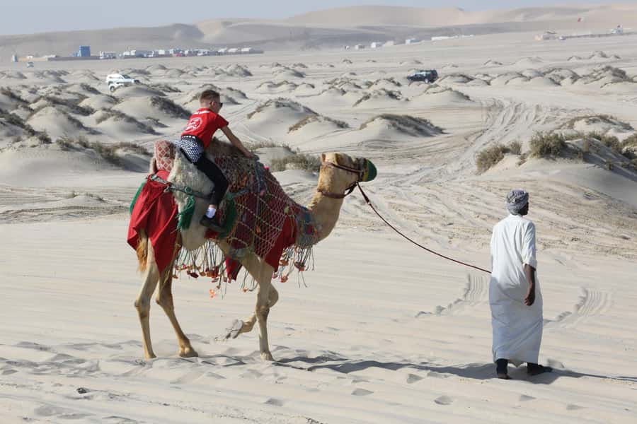 Doha: Desert safari + FREE camel ride from CRUISE TERMINAL - Sandboarding down the dunes
