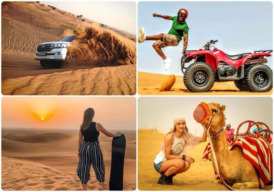 Doha: Desert Safari, Quad Bike, Camel Ride & Inland Sea Tour - Quad biking across the golden dunes