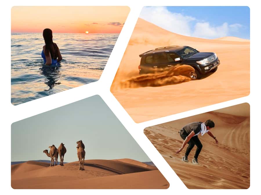 Doha Desert Safari: Sandboarding, Camel Ride & Swimming Fun - Dune bashing across Qatar’s golden sands