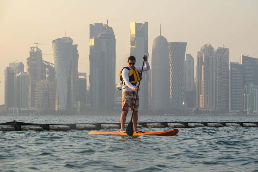Doha: Kayaking or Paddleboarding at MIA Park - Friendly help and simple refreshments