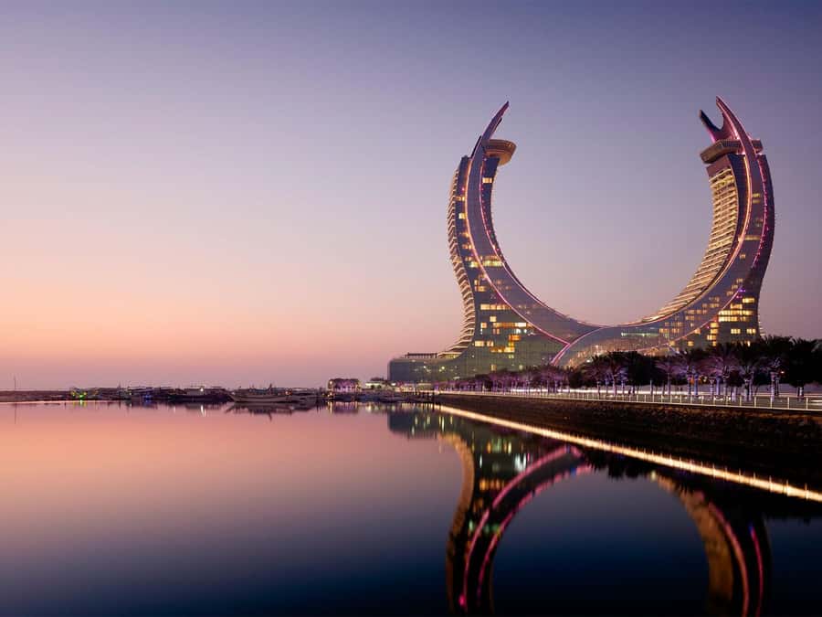 Doha: Night City Tour to Souq Waqif, Katara, & Pearl-Qatar - West Bay’s skyline from the road