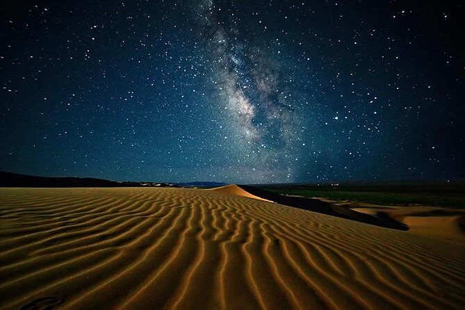 Doha Night Desert Safari Stargazing Camel Ride and Dune Bashing - Ash Shaqra’: dune driving under the evening sky