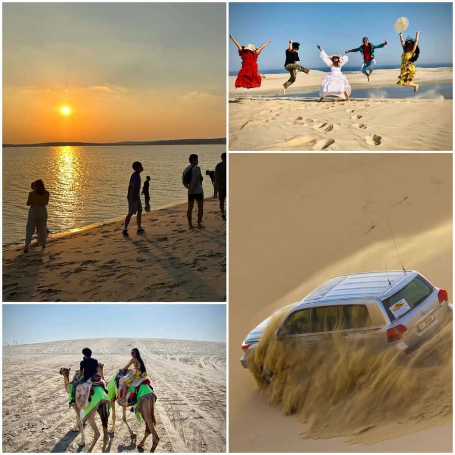 Doha: Private NIGHT desert safari with free camel ride - The 15-minute camel ride at Sealine