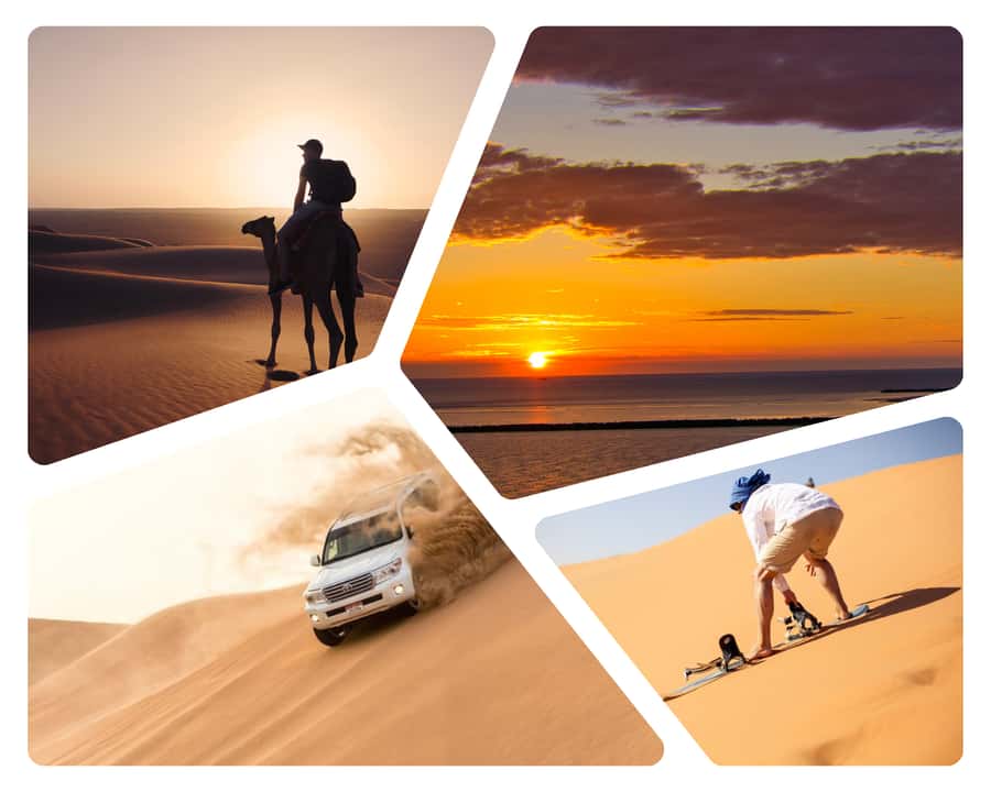 Doha: Sunset Safari, Dune Bashing, Sandboarding & Camel Ride - Pickup from Doha and the drive toward Mesaieed