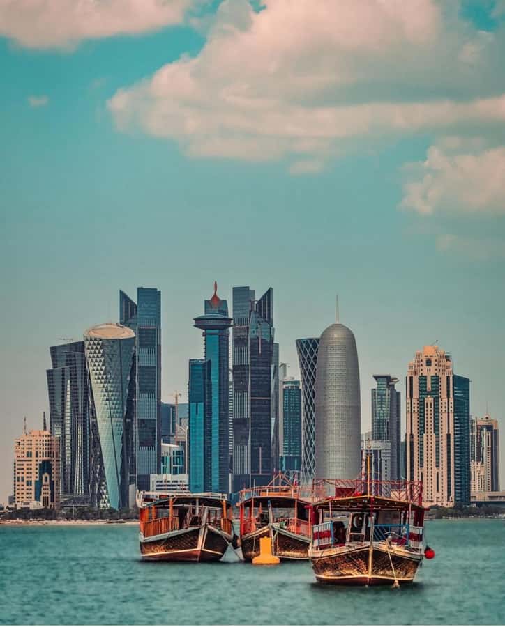 Doha: Traditional Wooden Dhow Cruise with Dinner /Arabic Tea - From pickup to the dhow harbor