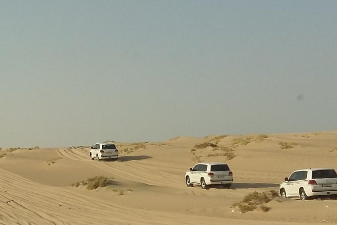 Sharing or Private Safari, Sand Boarding, Camel Ride, inland Sea Quick swim - Dune bashing toward Khor Al Adeid