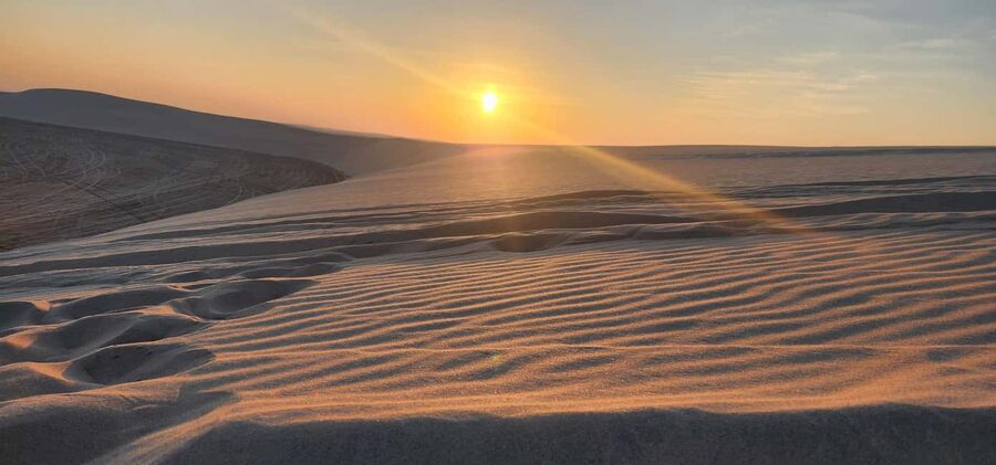 Sunrise or Sunset desert Safari with Sandboarding in Qatar - Sandboarding adds a second way to enjoy the dunes